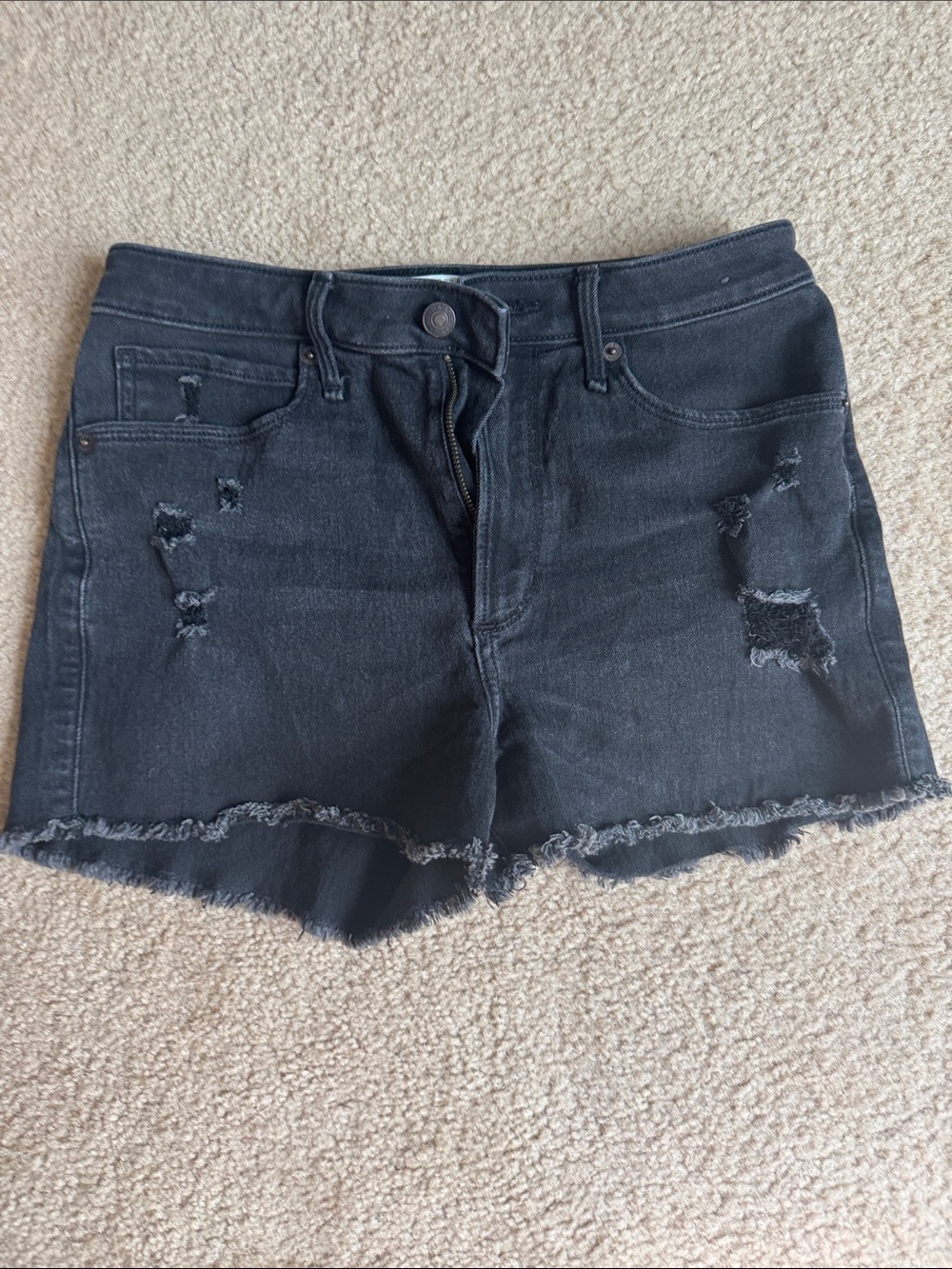 Abercrombie & Fitch Black Distressed Denim Jean Shorts